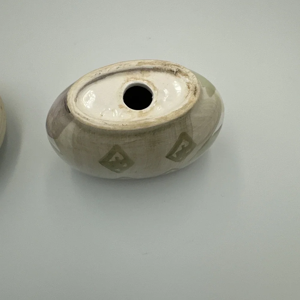 Vintage 90s Floral Ceramic Toothbrush Holder Soap Dish Set Botanical Peach‎ Sage